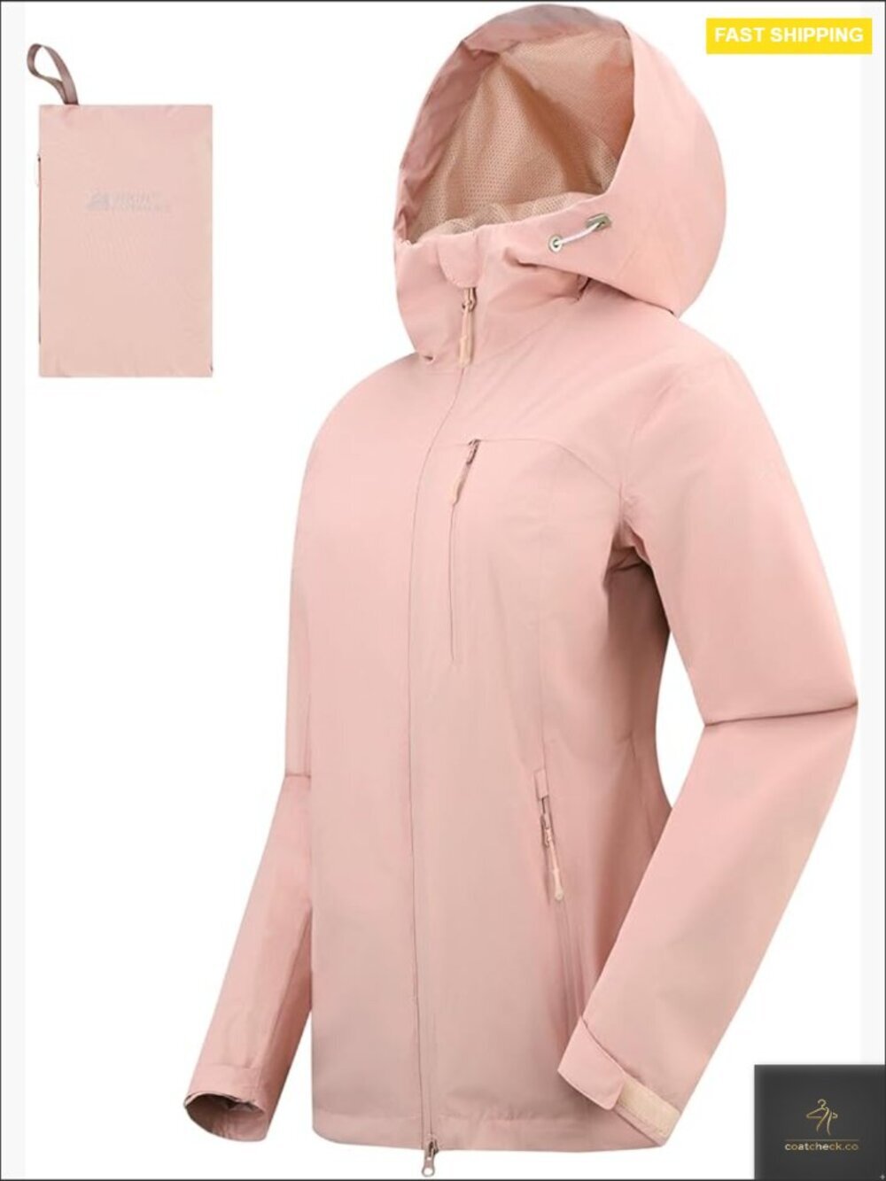 Packable Rain Jacket Waterproof Lightweight Hooded Hiking Cycling Golf